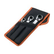 Vierfach-Knarren-Ringschlüssel-Satz, 3-tlg, Gürteltasche (Bild für) Vierfach-Knarren-Ringschlüssel-Satz, 3-tlg, Gürteltasche